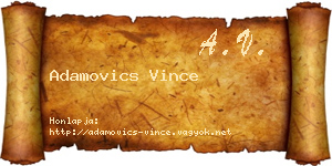 Adamovics Vince névjegykártya